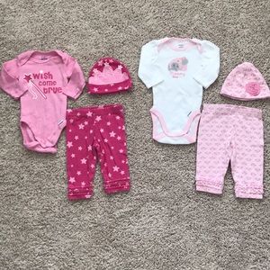 2 Baby Girl Outfits with Hats
